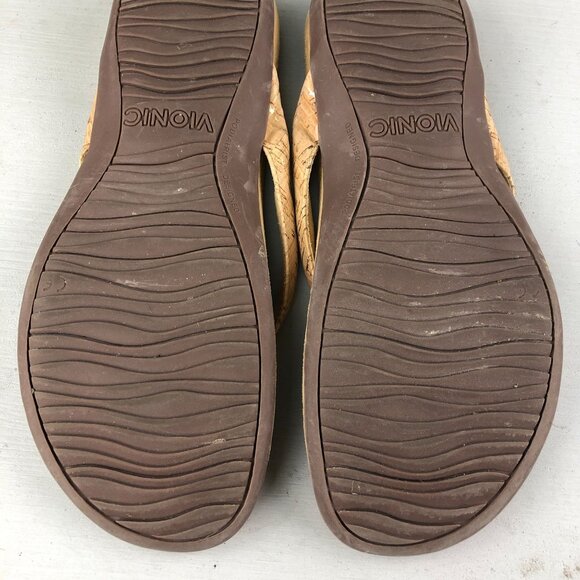 Vionic Women's Size 9 Mona Tan Cork Sole Open Toe Slip On Thong Flats Sandals - Picture 11 of 14